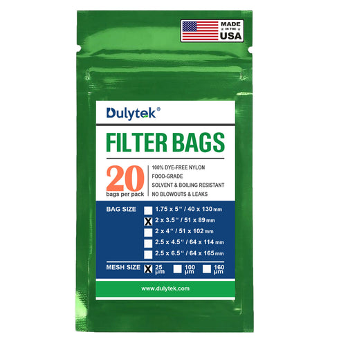 Dulytek® Premium Nylon Filter Bags, 2" x 3.5", 20 pcs, Various Micron Mesh Sizes Available, and Free Packing Card - Zero Blowouts